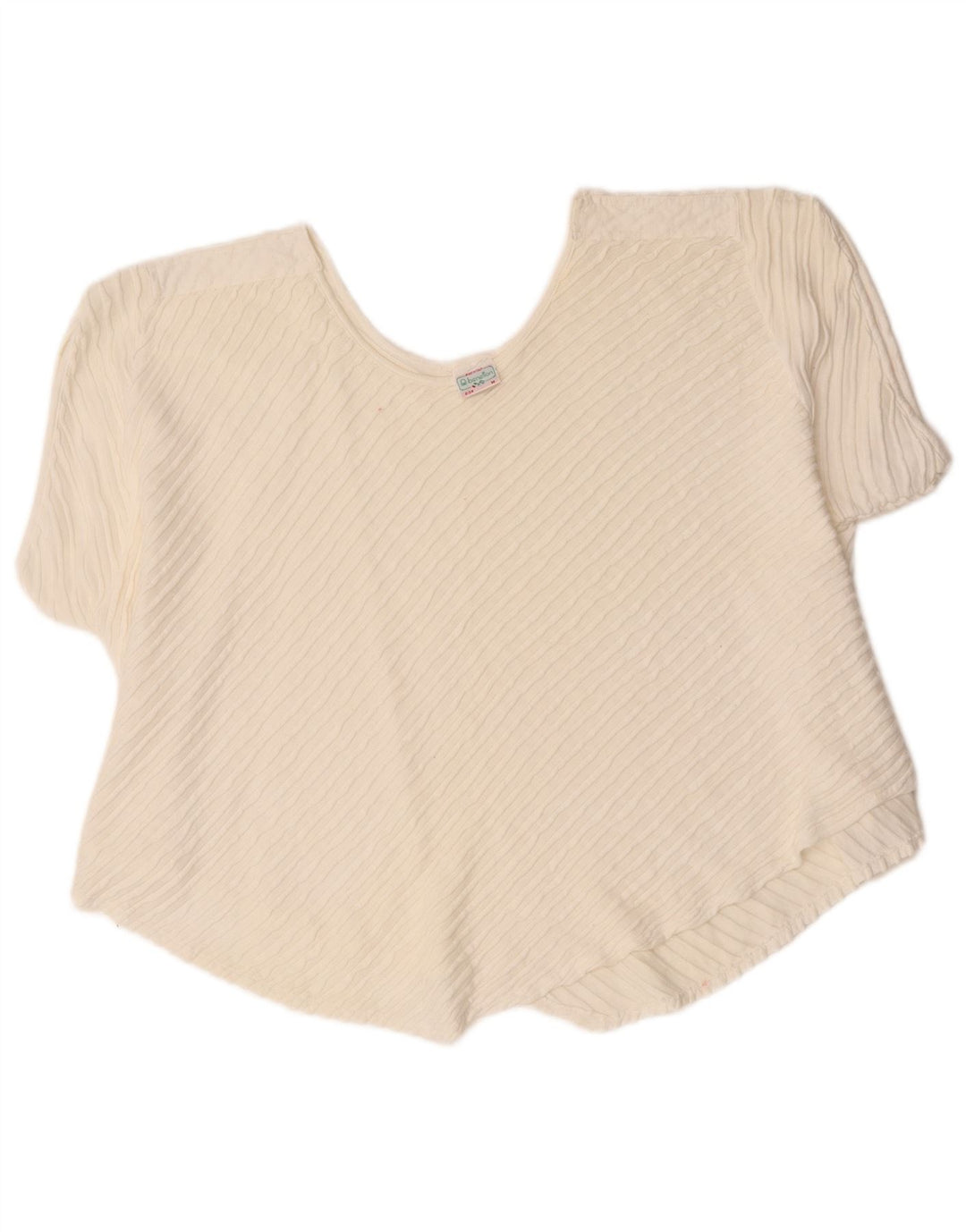 Benetton Γυναικεία Asymmetric Oversized Μπλούζα Top UK 14 Μεσαίο λευκό βαμβακερό
