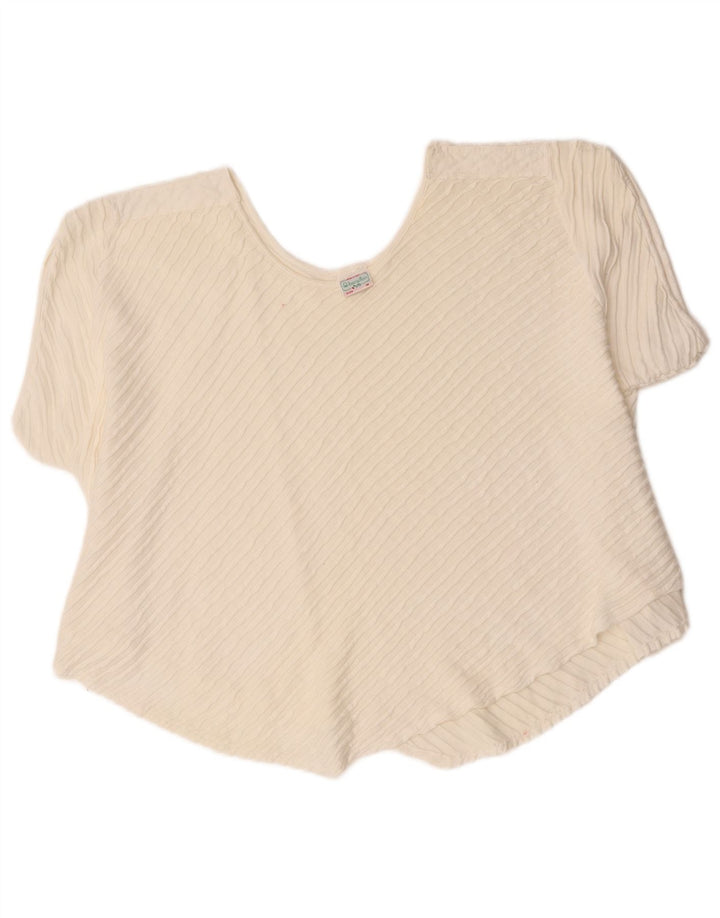 Benetton Γυναικεία Asymmetric Oversized Μπλούζα Top UK 14 Μεσαίο λευκό βαμβακερό