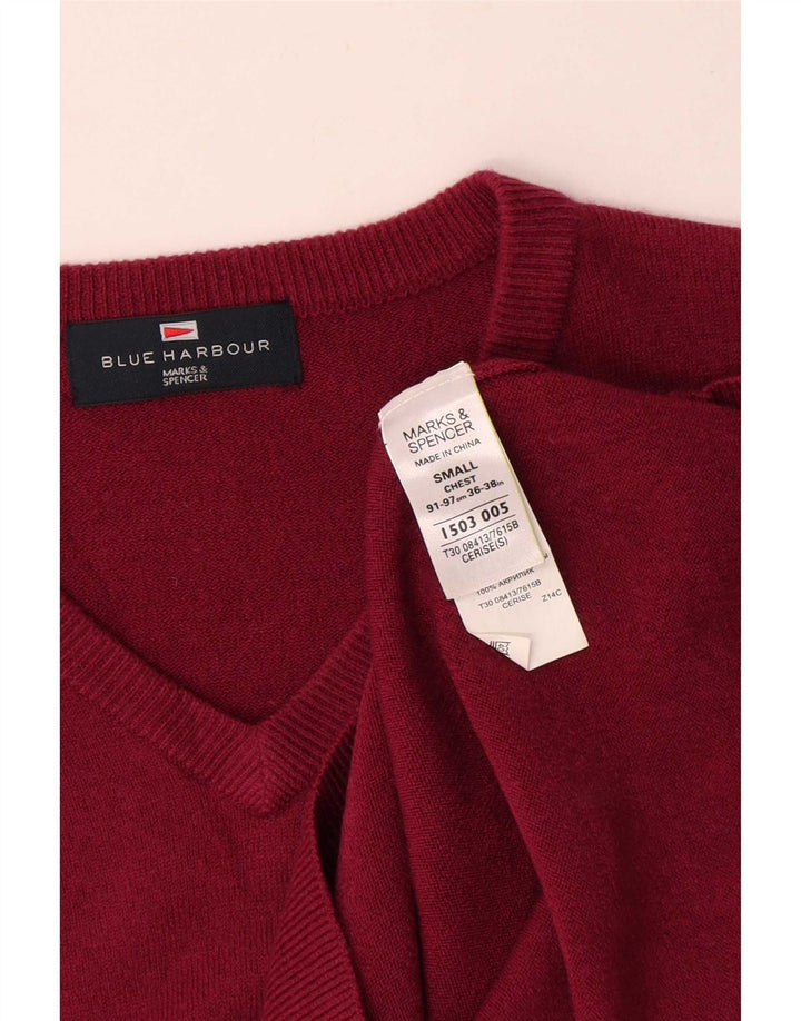 Ανδρικό πουλόβερ Marks & Spencer Blue Harbor με λαιμόκοψη με λαιμόκοψη, μικρό κόκκινο ακρυλικό