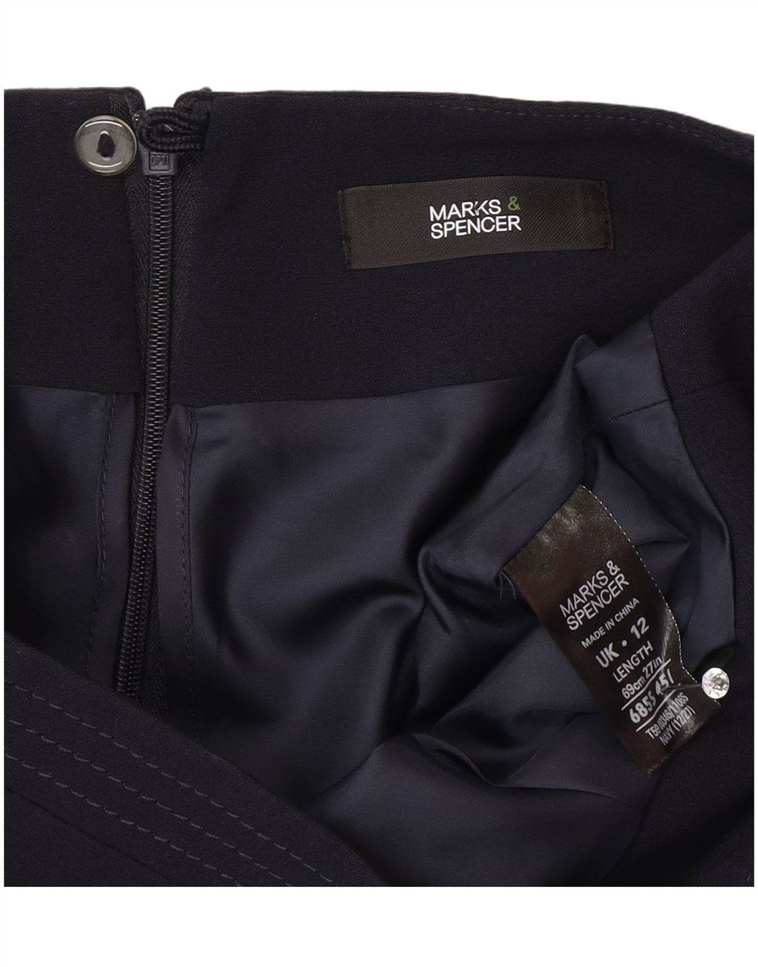 Marks & Spencer Γυναικεία Pencil Φούστα UK 12 Medium W30 Navy Blue Polyester