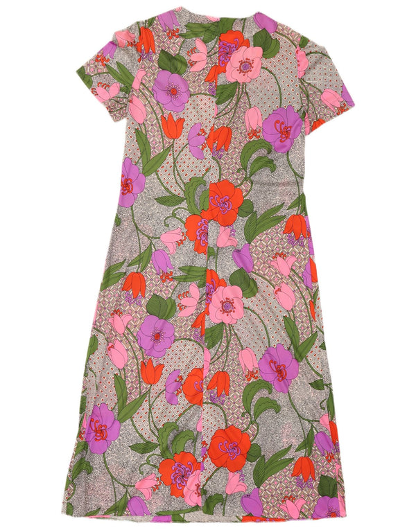 Vintage Γυναικείο Βασικό Φόρεμα UK 12 Medium πολύχρωμο Floral