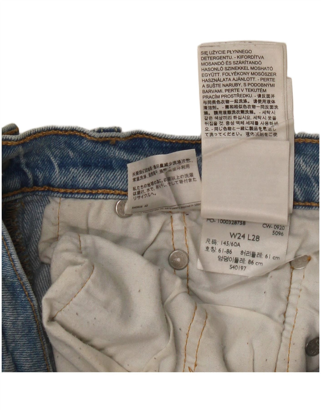 Levi's Womens 501 Straight Jeans W24 L28 Blue Cotton