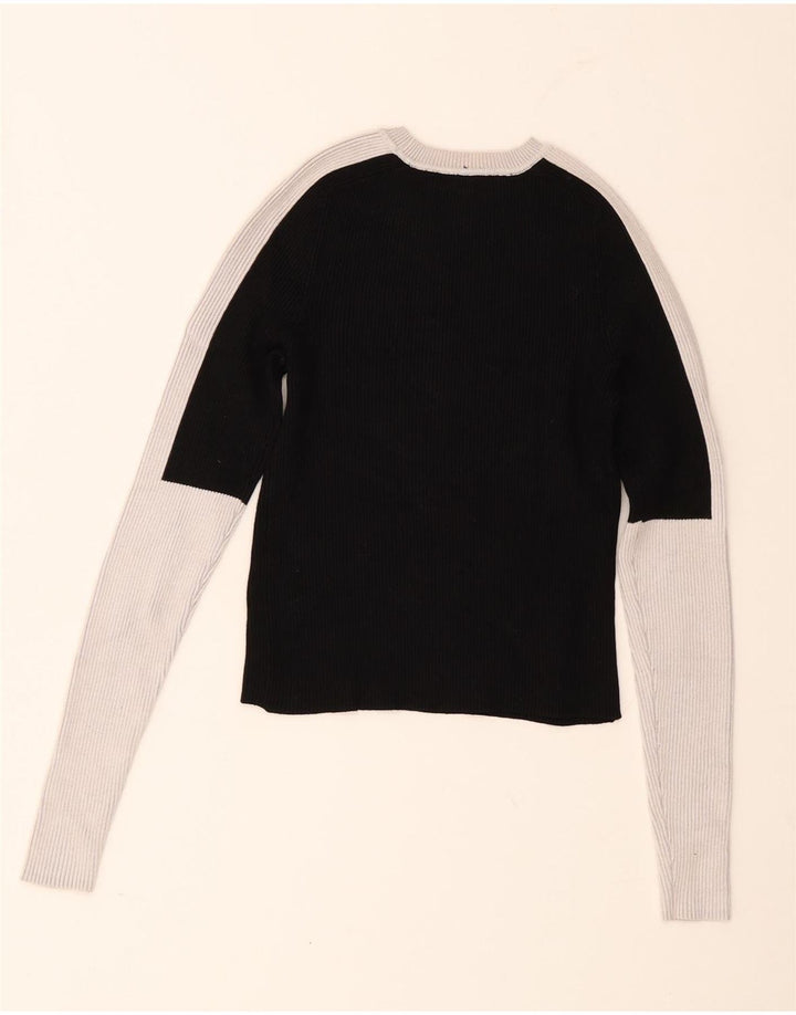 Zara Γυναικεία μακρυμάνικη μπλούζα Crop Top UK 12 Medium Black Colourblock