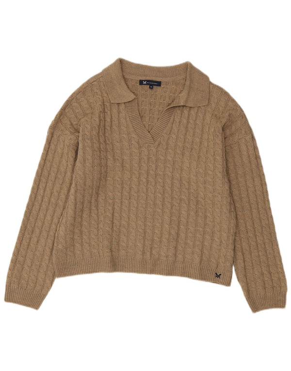 Crew Clothing Γυναικείο πουλόβερ με λαιμό πόλο UK 16 Μεγάλο μπεζ ακρυλικό
