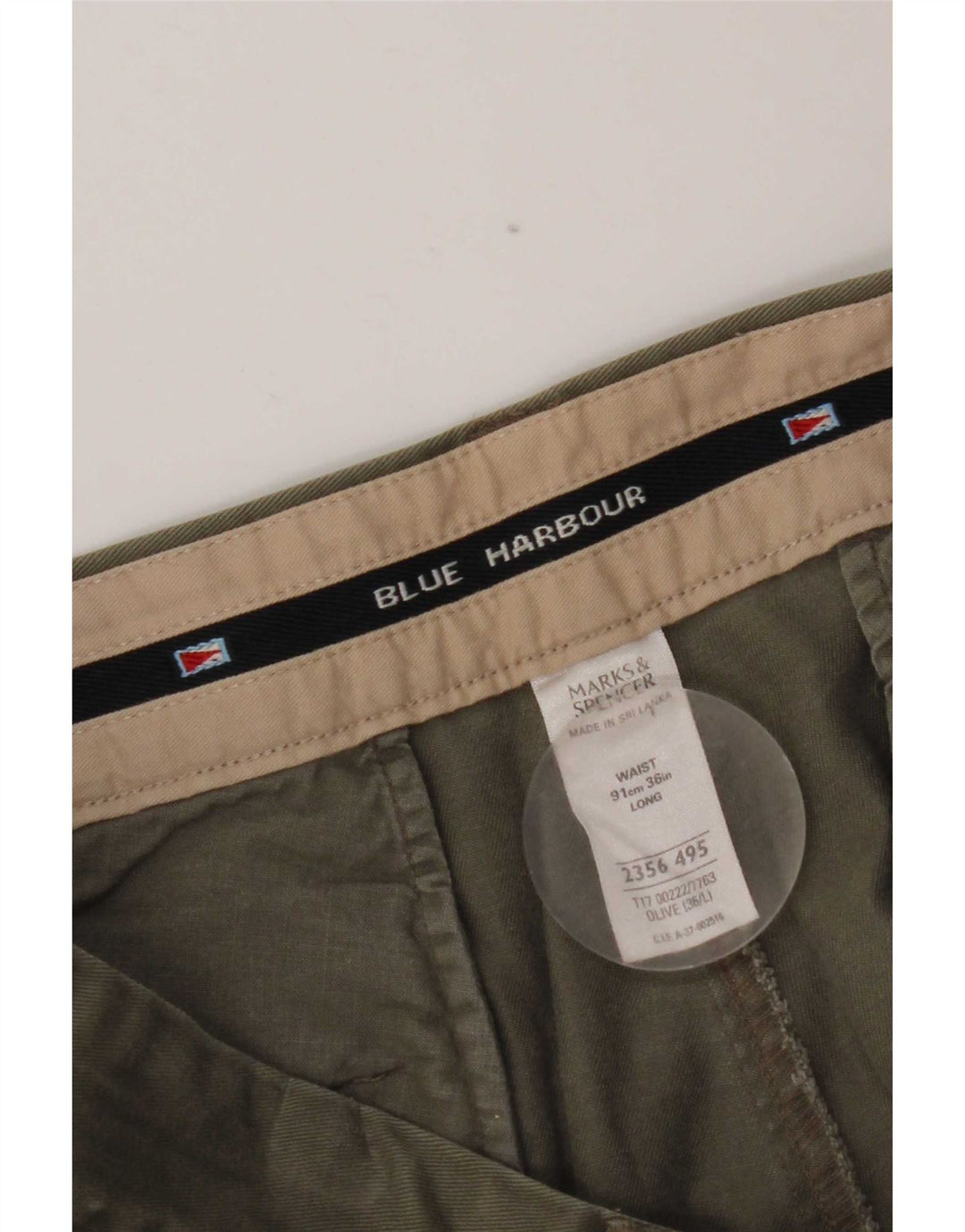 Marks & Spencer Ανδρικό σορτς Chino με καρφίτσες μπλε Harbour W36 Large Khaki