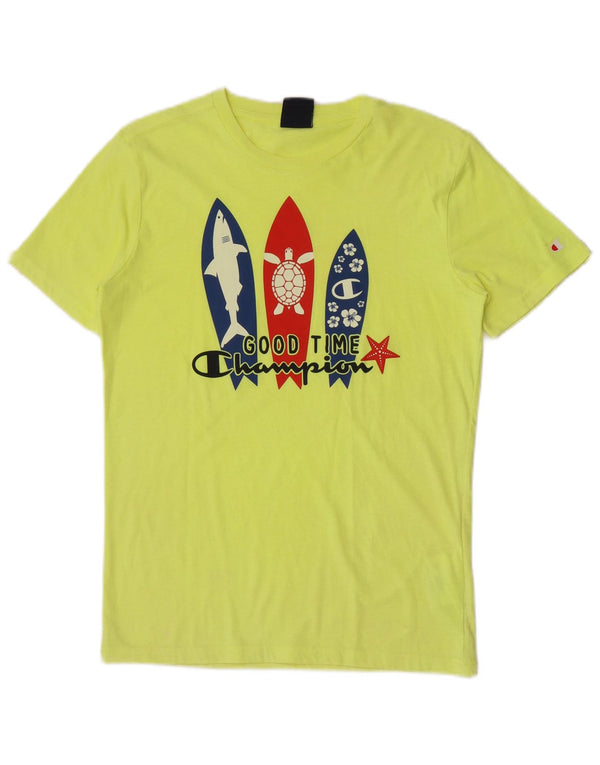 Champion Boys Graphic T-shirt Top 13-14 ετών XL Κίτρινο βαμβακερό