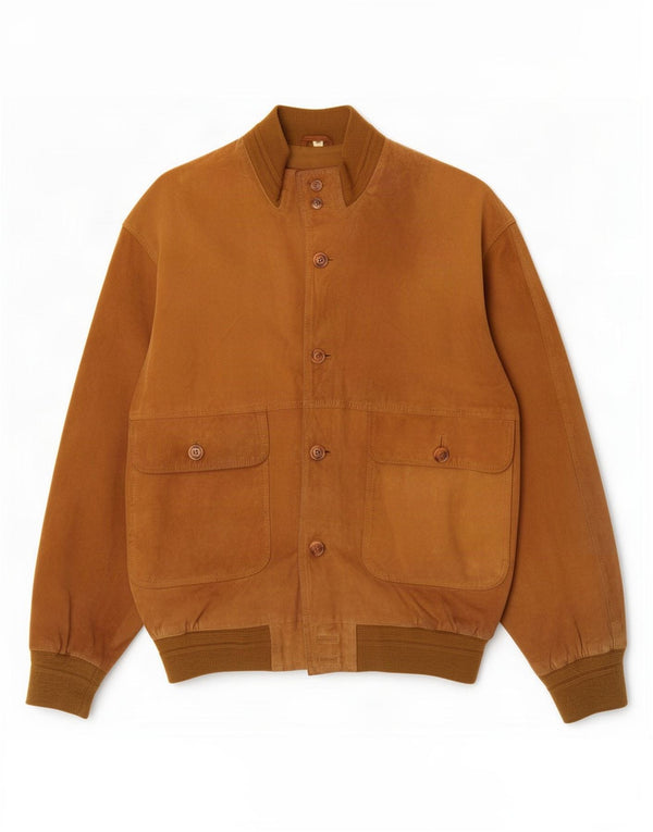 Vintage Ανδρικό Suede Bomber Jacket IT 54 2XL Beige Leather