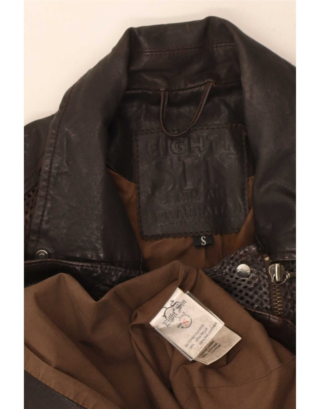 Eighth Sin Γυναικείο Δερμάτινο Μπουφάν Biker UK 10 Small Brown