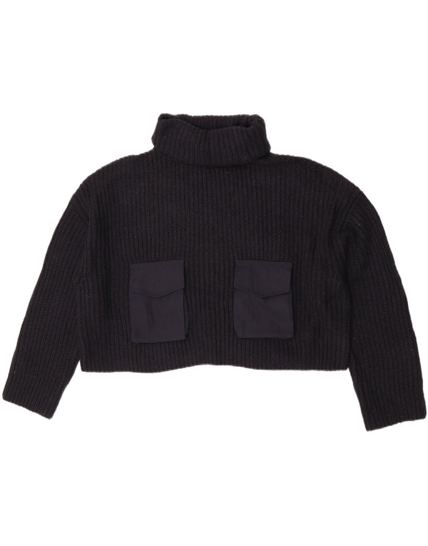 Zara Γυναικείο πουλόβερ με ρολό με λαιμόκοψη μεγάλου μεγέθους UK 14 Medium Black