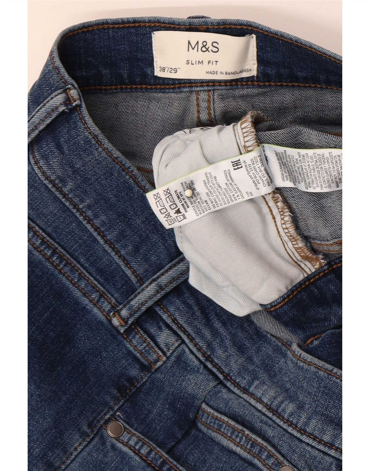 Marks & Spencer Ανδρικό Slim Jeans W38 L29 Μπλε βαμβακερό