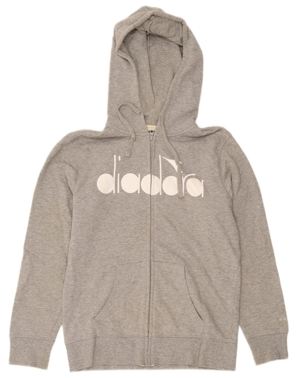 Diadora Γυναικείο πουλόβερ με κουκούλα με φερμουάρ UK 16 μεγάλο βαμβακερό γκρι