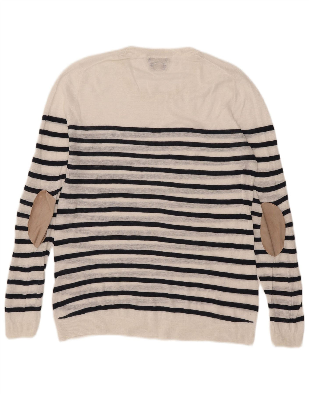 Massimo Dutti Γυναικείο πουλόβερ με λαιμόκοψη UK 16 μεγάλο λευκό ριγέ