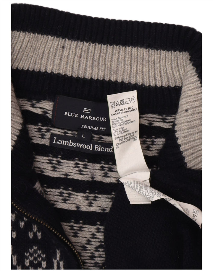 Marks & Spencer Ανδρικό πουλόβερ με φερμουάρ Μπλε Harbor Μεγάλο μπλε ναυτικό