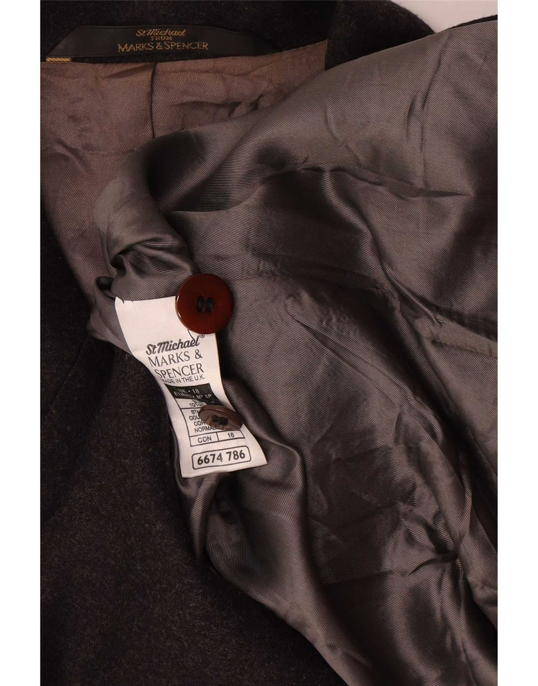 Marks & Spencer Γυναικείο Μπουφάν Blazer UK 18 XL Γκρι μαλλί με 5 κουμπιά
