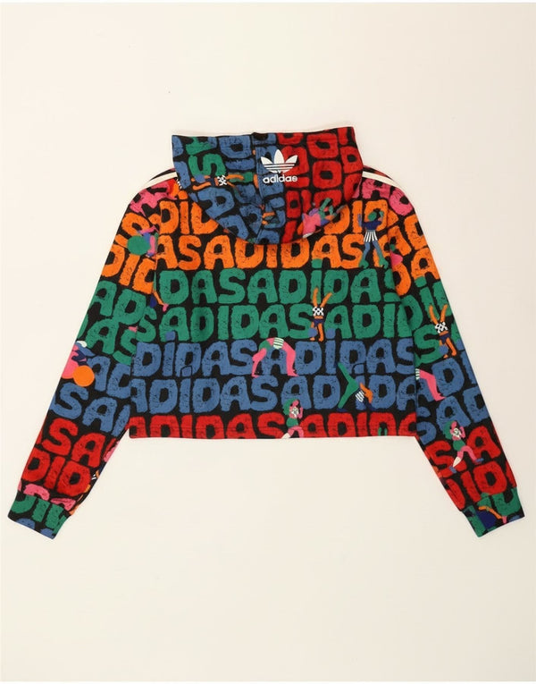 Adidas Γυναικείο Crop Graphic Hoodie Jumper UK 12/14 Medium πολύχρωμο
