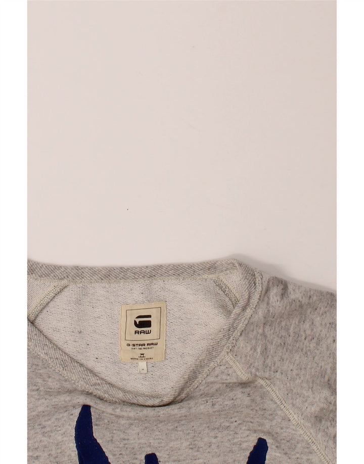 G-STAR Mens Graphic Sweatshirt Jumper Medium Grey Flecked Cotton Vintage G-Star and Second-Hand G-Star from Messina Hembry 