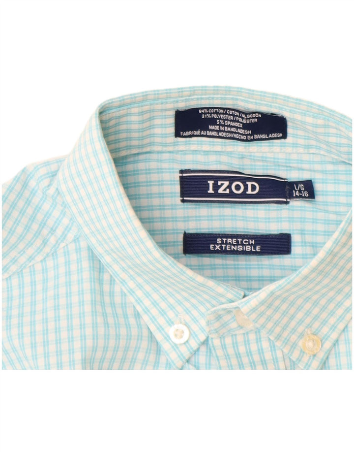 Izod Boys Stretch πουκάμισο 14-15 ετών Μεγάλο μπλε βαμβακερό Gingham