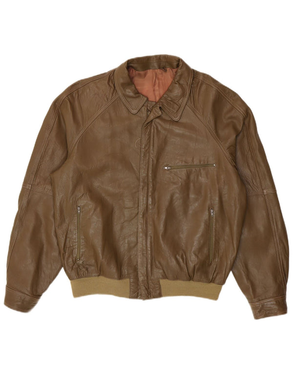 Vintage Ανδρικό Δερμάτινο Μπουφάν IT 48 Medium Green Leather