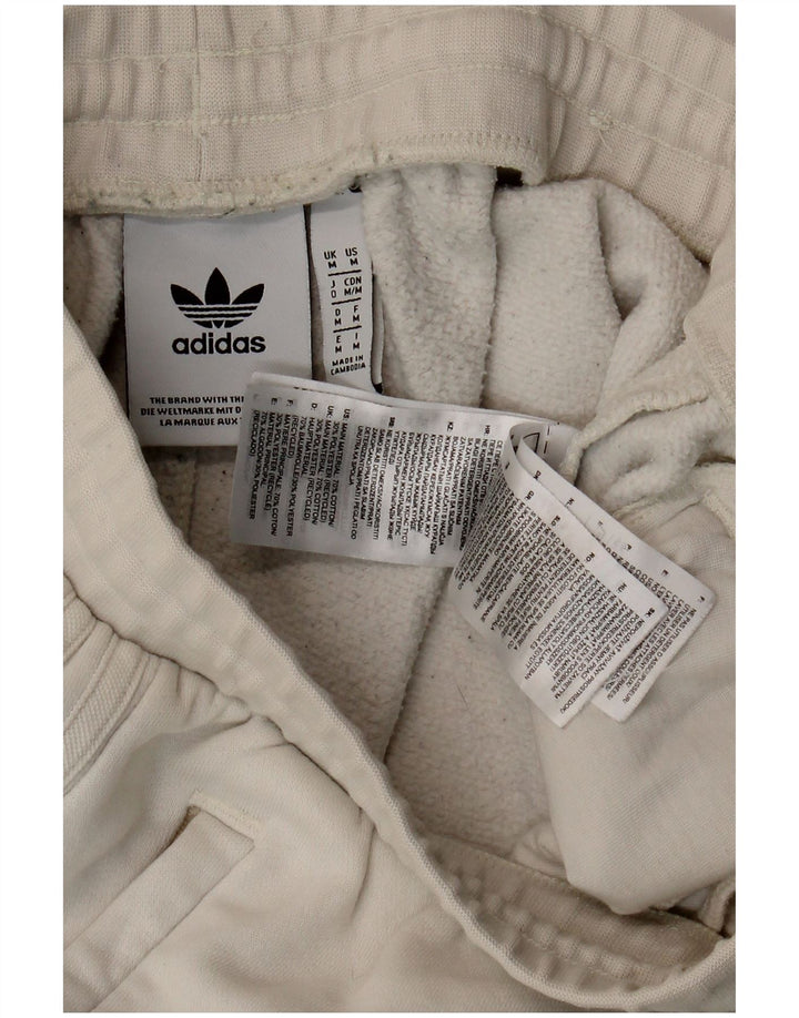 Ανδρική φόρμα ADIDAS Παντελόνι Joggers Βαμβακερό μεσαίο σε ανοιχτό λευκό