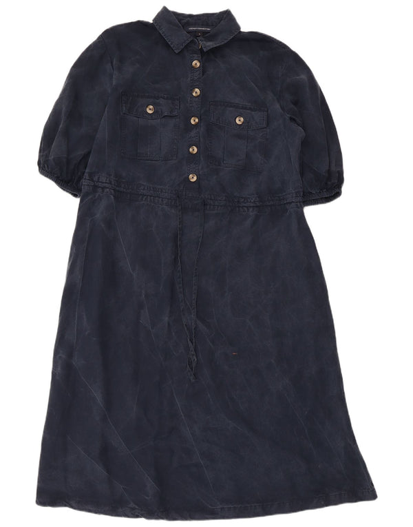 Γυναικείο μάξι γαλλικό φόρεμα UK 14 Medium Navy Blue Lyocell