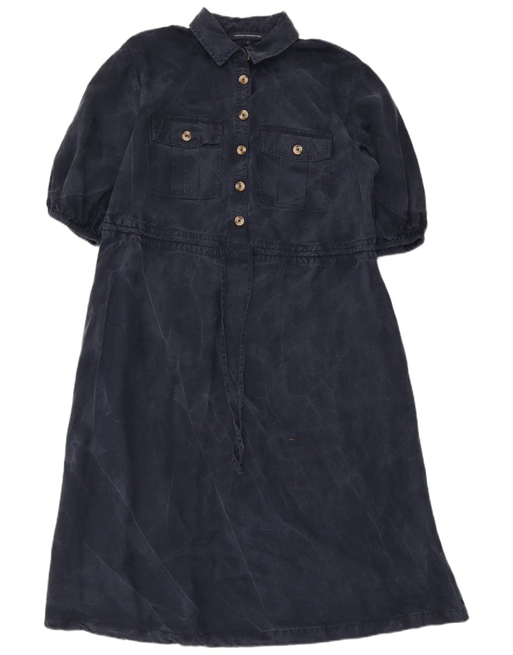 Γυναικείο μάξι γαλλικό φόρεμα UK 14 Medium Navy Blue Lyocell
