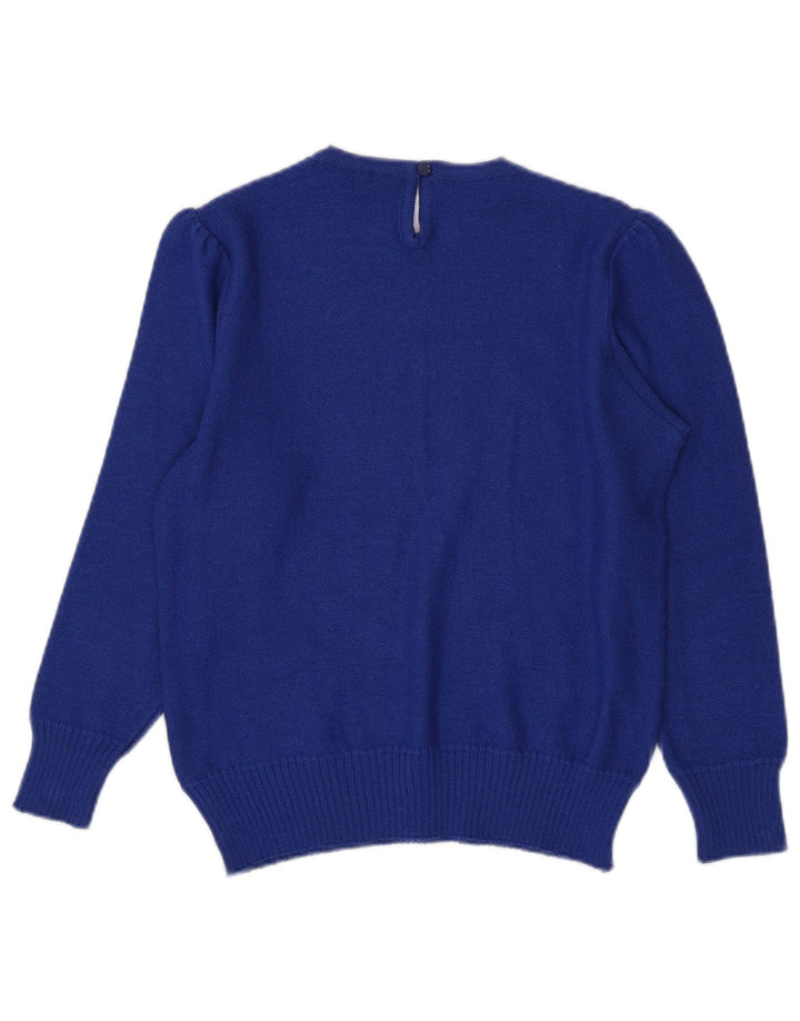 VINTAGE Womens Crew Neck Jumper Sweater IT 40 Small Blue Cotton