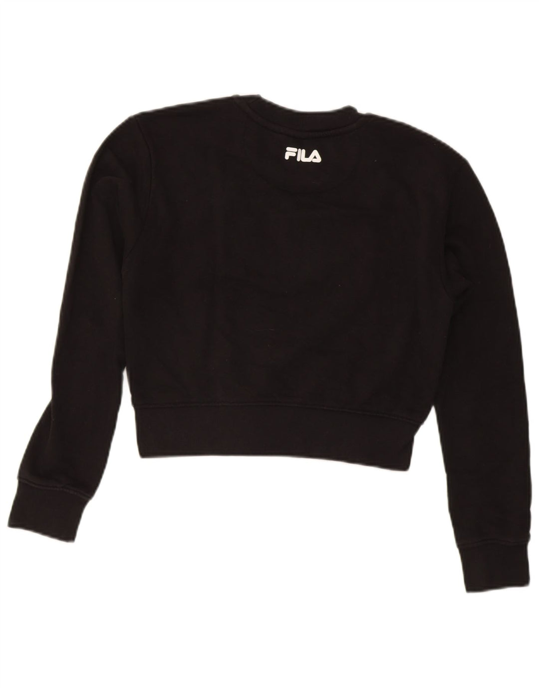 FILA Womens Crop Graphic Sweatshirt Jumper UK 10 Small Black