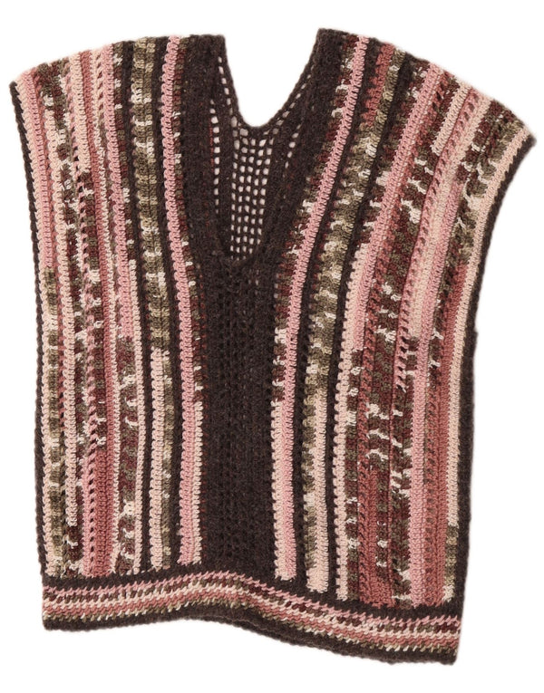 Vintage γυναικείο φανελάκι με βελονάκι Tank Top 16 UK Large πολύχρωμο ριγέ