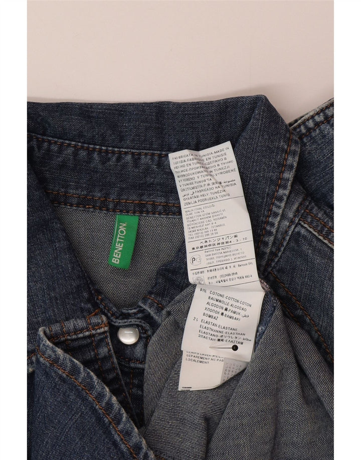 Γυναικείο τζιν πουκάμισο Benetton UK 12 μεσαίο μπλε βαμβακερό