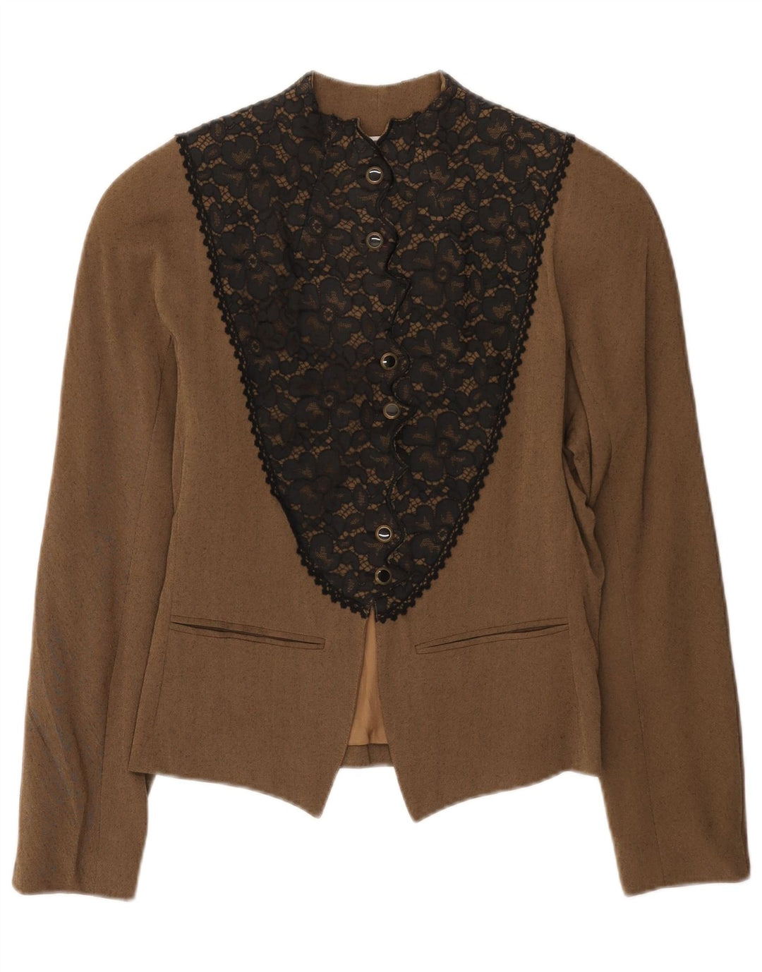 Vintage γυναικείο σακάκι με 6 κουμπιά σακάκι IT 42 Μεσαίο καφέ φλοράλ βισκόζη