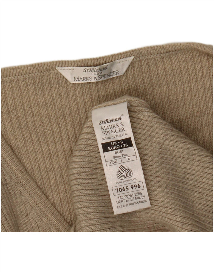 Marks & Spencer Γυναικείο πουλόβερ St. Michael V-Neck Jumper UK 8 Small Beige