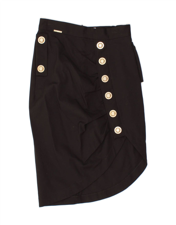 VINTAGE Womens Asymmetrical Skirt IT 40 Small W26  Black Cotton Vintage Vintage and Second-Hand Vintage from Messina Hembry 