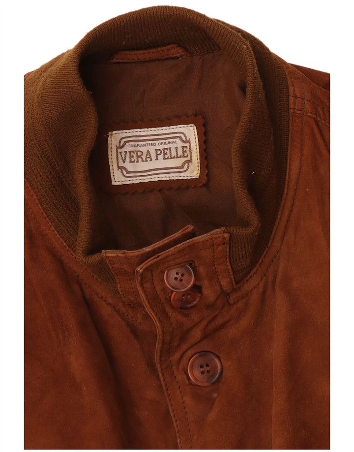 Vintage Ανδρικό Suede Bomber Jacket UK 42 XL Καφέ Δερμάτινο