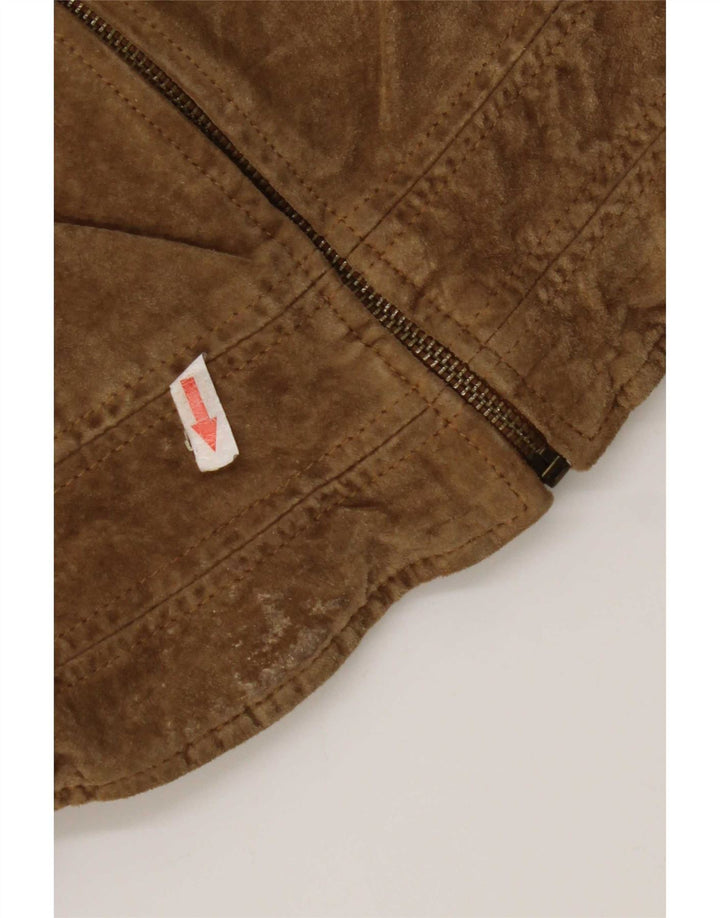 Zara Γυναικείο Σουέντ Μπουφάν UK 12 Medium Beige Leather