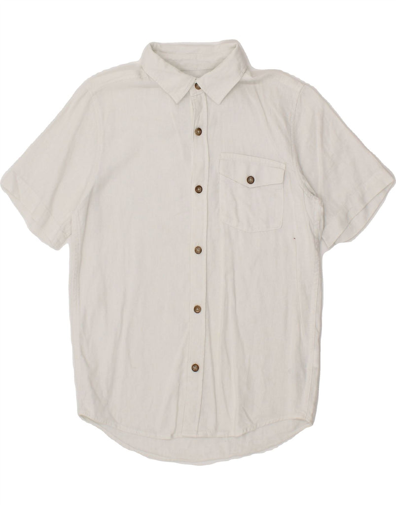 OLD NAVY Boys Short Sleeve Shirt 7-8 Years Medium  White Linen Vintage Old Navy and Second-Hand Old Navy from Messina Hembry 