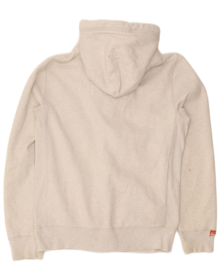 Ανδρικό πουλόβερ με κουκούλα με φερμουάρ Superdry, μεσαίο λευκό βαμβακερό