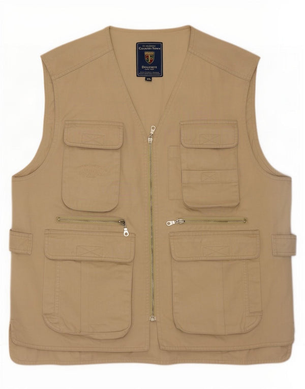 Dolomite Mens Utility Gilet UK 42 XL Beige Cotton