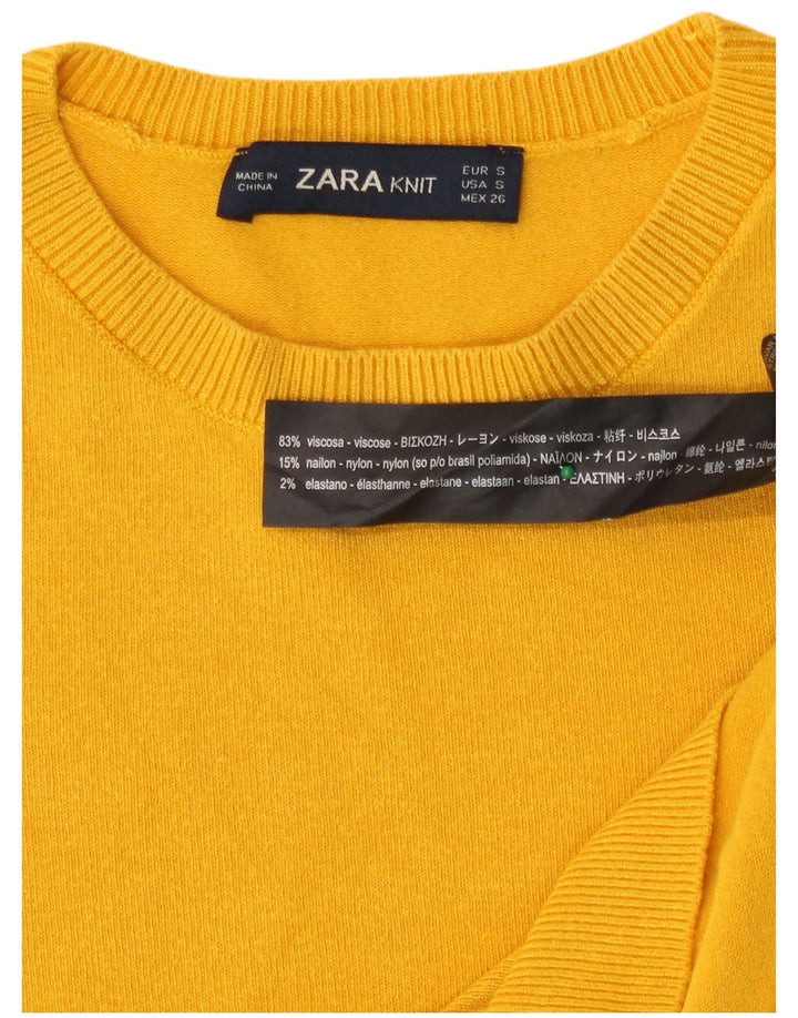 Zara Γυναικείο πουλόβερ με λαιμόκοψη UK 10 Small Yellow