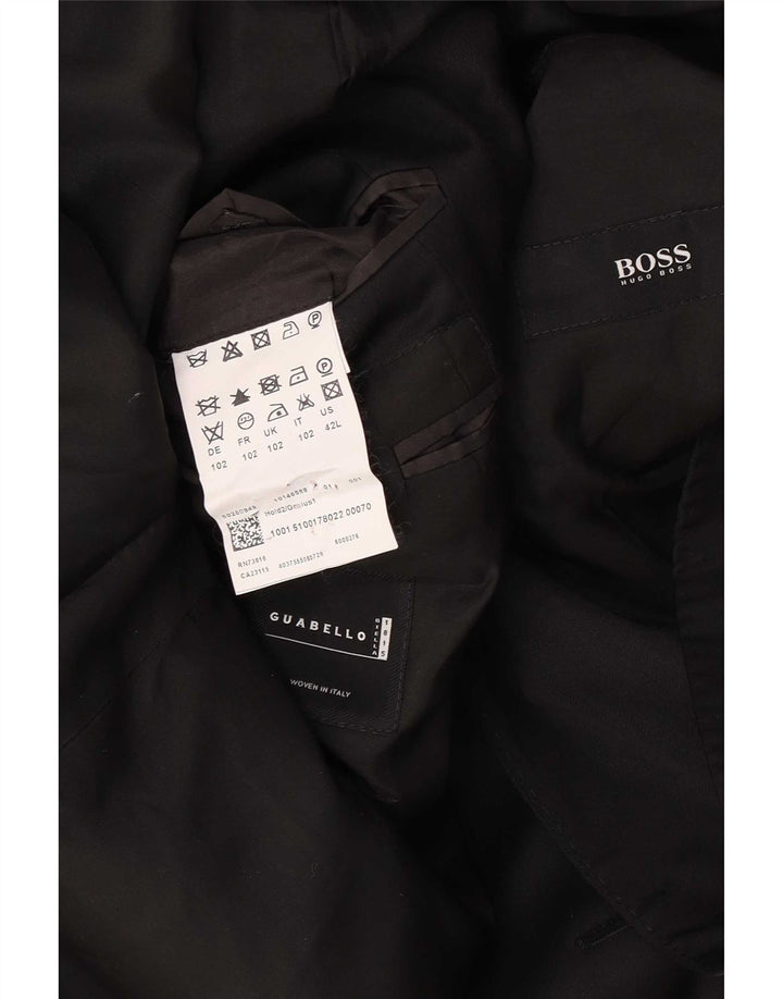 Hugo Boss Ανδρικό σακάκι 2 κουμπιών UK 40 μεγάλο μαύρο παρθένο μαλλί