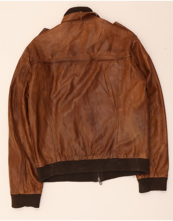 Vintage Ανδρικό Στρατιωτικό Δερμάτινο Μπουφάν UK 36 Small Brown