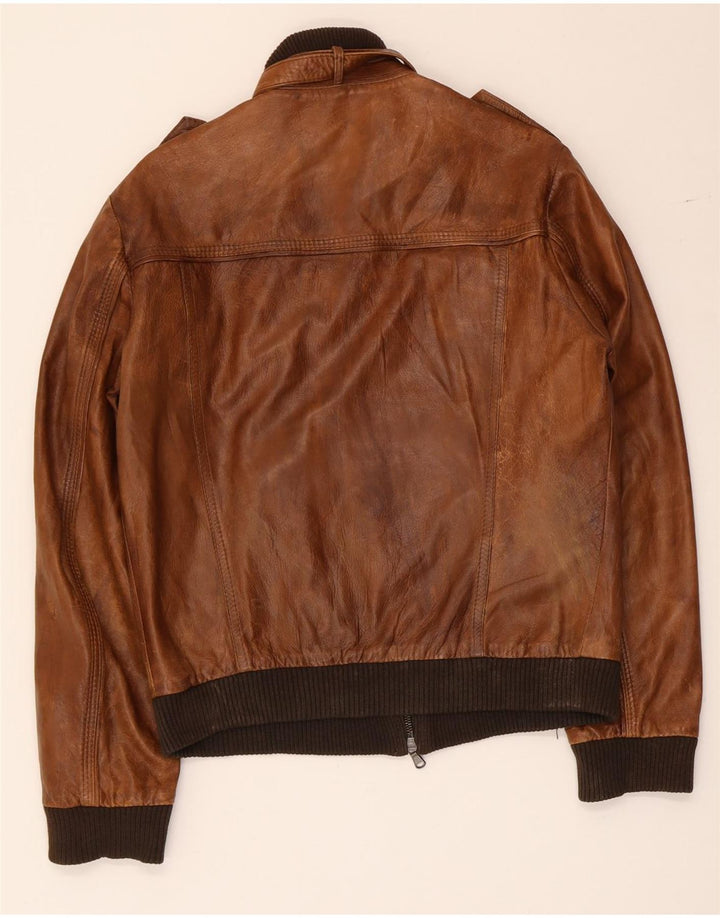 Vintage Ανδρικό Στρατιωτικό Δερμάτινο Μπουφάν UK 36 Small Brown