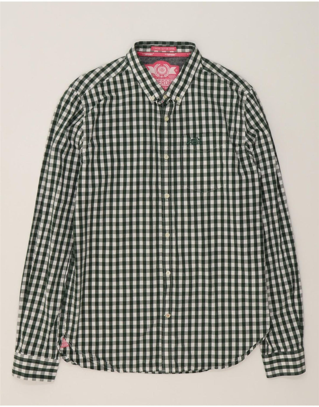Ανδρικό πουκάμισο SUPERDRY XL Πράσινο βαμβακερό Gingham