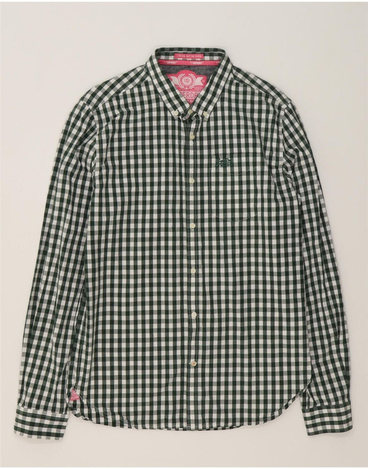 Ανδρικό πουκάμισο SUPERDRY XL Πράσινο βαμβακερό Gingham