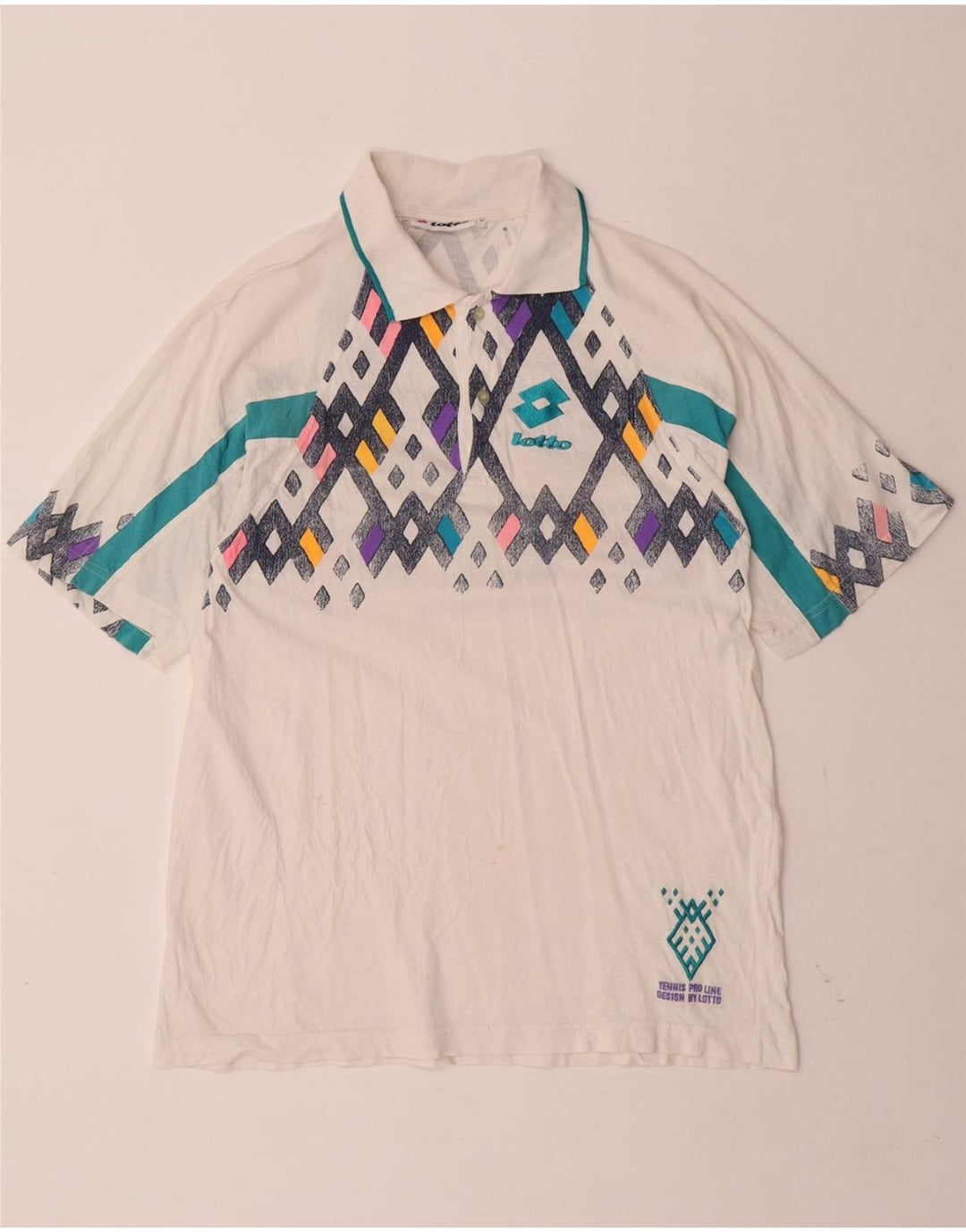 LOTTO Ανδρικό Πόλο Μπλουζάκι Μεσαίο Λευκό Γεωμετρικό