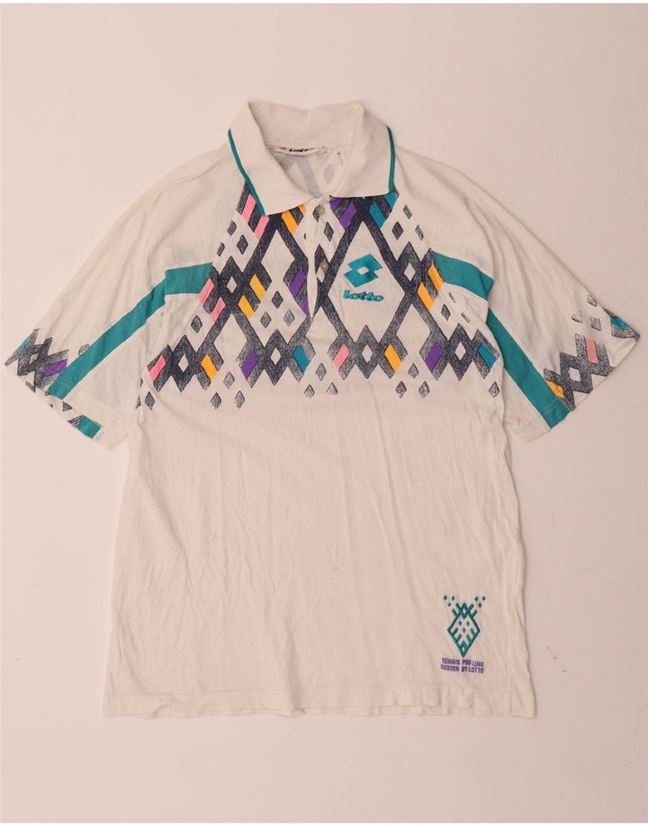 LOTTO Ανδρικό Πόλο Μπλουζάκι Μεσαίο Λευκό Γεωμετρικό