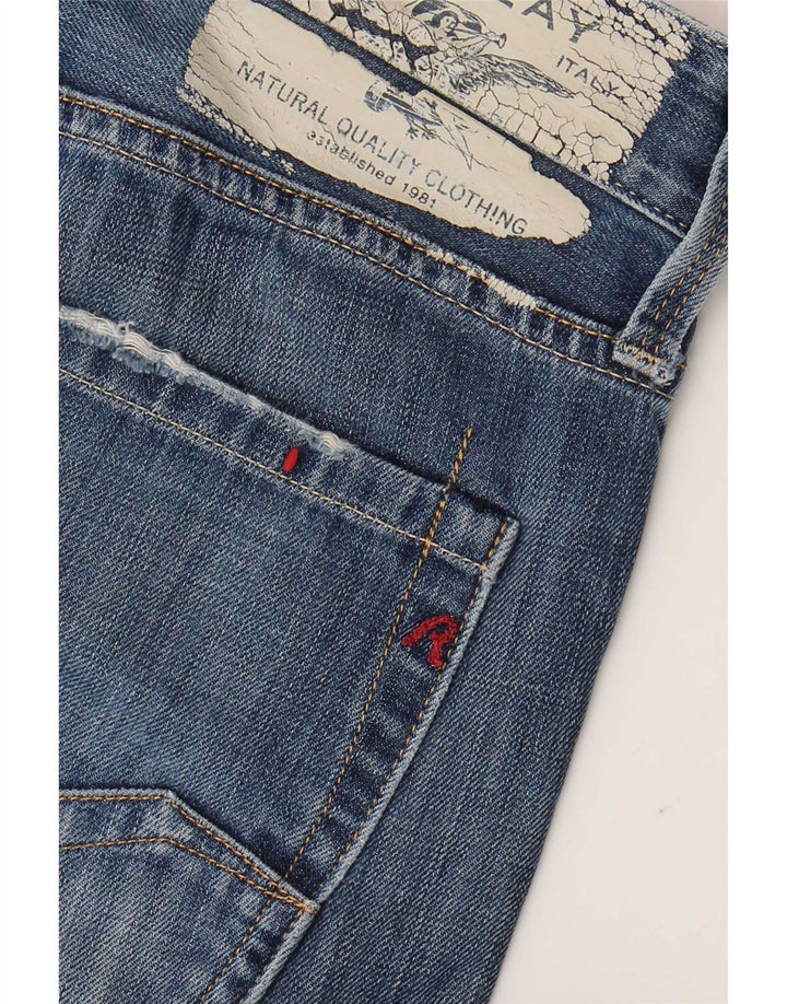 Replay Mens Waitom Distressed Slim Jeans W36 L30 Blue