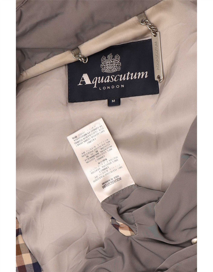 Aquascutum Γυναικείο παλτό με κουκούλα με επένδυση UK 14 μεσαίο γκρι πολυεστέρας