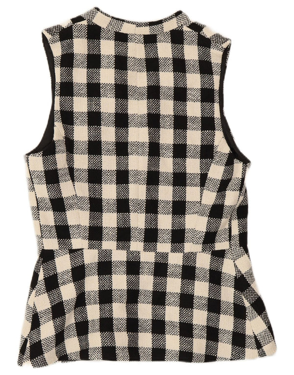 ZARA Γυναικείο Gilet με διπλό στήθος UK 10 Small Black Check Cotton