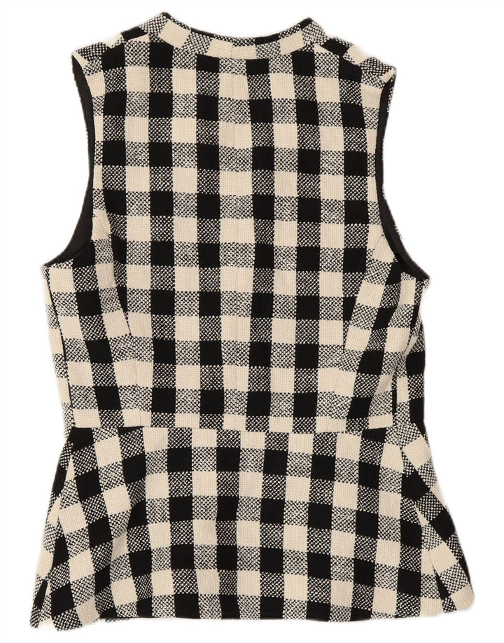 ZARA Γυναικείο Gilet με διπλό στήθος UK 10 Small Black Check Cotton