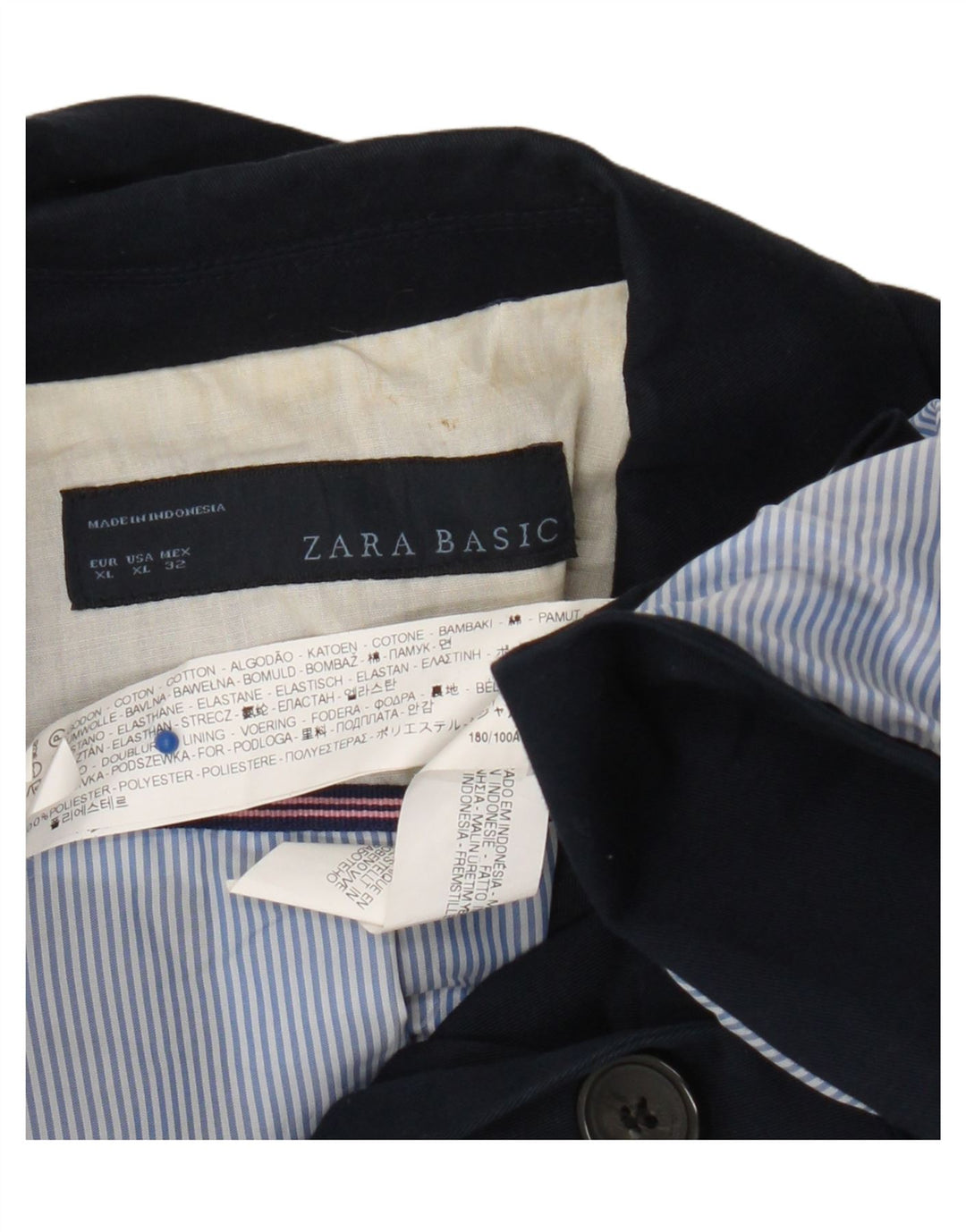 Zara Γυναικείο Μπλέιζερ Μπουφάν UK 18 XL Navy Blue Cotton